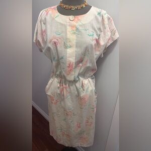 Vintage Chore pastel Floral Midi Dress pockets